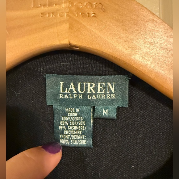 Vintage Ralph Lauren Black Silk-Cashmere Blend Cardigan size M - Picture 2 of 4